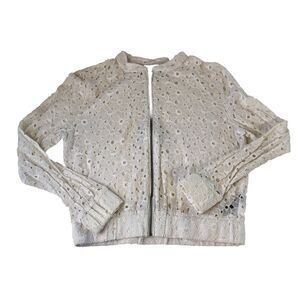 Ambiance San Francisco Juniors Eyelet Zip Up Jacket White Size Medium